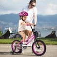 thumbnail image 2 of Costway Vélo pour Enfant 16 Pouces avec Roues Stabilisatrices, Guidon et Selle Réglables, Frein à Main, Rose, 2 of 10