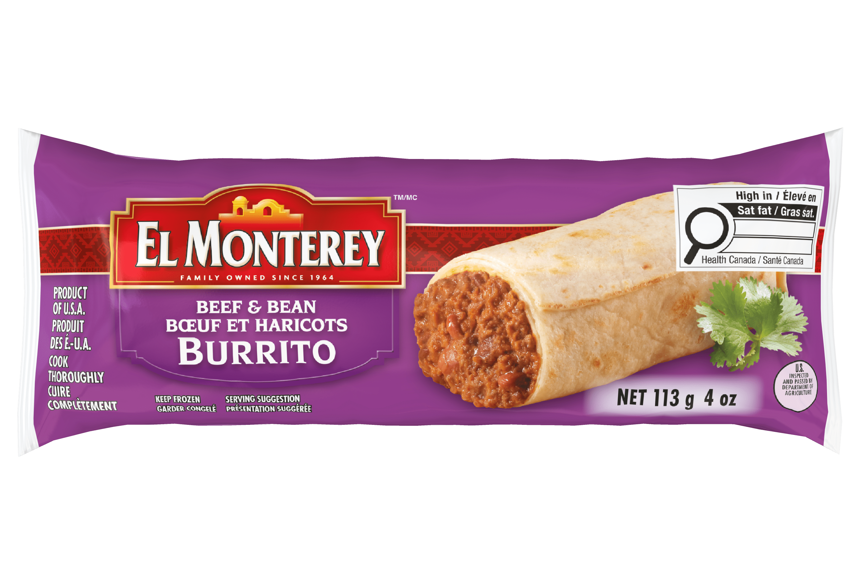 El Monterey Burritos Boeuf et Haricots 113g