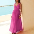 thumbnail image 4 of AherBiu Robes d'Été pour Femmes 2024 Tendance Robe Maxi Sans Manches Col en V Fluide Taille Élastique Vacances Longues Robes, 4 of 7