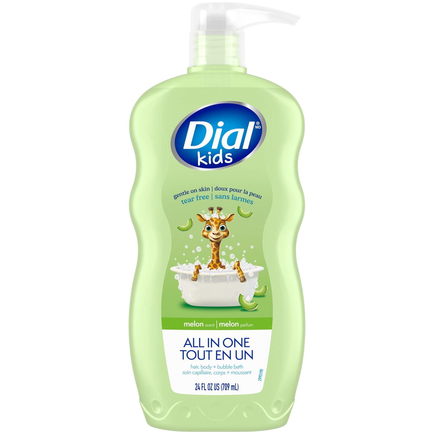 Nettoyant pour les cheveux et le corps et bain moussant tout-en-un Dial Kids, parfum de melon, 709 ml, hypoallergène, sans larmes, testé par des dermatologues, sans silicones, parabènes ni phtalates