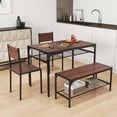 thumbnail image 2 of Costway Ensemble de Salle à Manger pour 4 Table Rectangulaire avec 2 Chaises, 1 Banc, Étagères de Rangement Brun, 2 of 10
