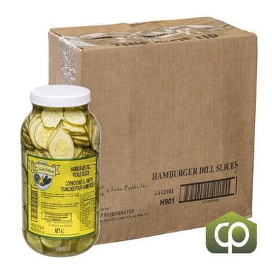 Cool Crisp Refrigerated Hamburger Pickle Slices 1/8" 4 LT (2/Case) - 135.2 fl oz (8.44 lbs)