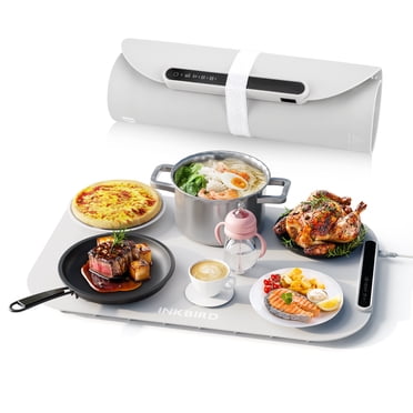 INKBIRD Plateau Chauffant Électrique pour Aliments, Tapis Chauffant en Silicone Souple avec Contrôle de la Température, Conception Améliorée de Dissipation de la Chaleur, Protection d'Arrêt Automatique pour une Utilisation Quotidienne dans les Cuisines, les Fêtes, les Buffets