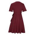 thumbnail image 4 of SMihono Robe Bohème d'Été pour Femmes Grande Taille Mode Robe Décontractée pour Femmes de Printemps et d'Été Fendue à Col en V à Manches Courtes, 4 of 5