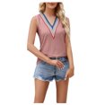 thumbnail image 1 of Birdeem Mode Femmes Été Col en V Dentelle Patchwork Sans Manches Haut Aguichant Blouse, 1 of 7