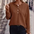 thumbnail image 2 of Swstbby Liquidation d'Économies d'Automne! Hauts d'Automne pour Femmes Grande Taille, Chandail à Capuchon Décontracté Ample Uni à Manches Longues et Col Rond pour Femmes Brun P, 2 of 5