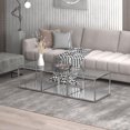 thumbnail image 4 of Contemporary Metal and Glass Small Coffee Table Set of 3 - Silver, 4 of 7