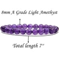 thumbnail image 2 of Natural Dream Light Amethyst Gemstone 8mm Round Beads Purple Crystal Stretch Bracelet 7 Inch, 2 of 4