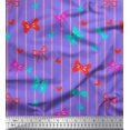 thumbnail image 1 of Soimoi Purple Velvet Fabric Bow & Stripe Print Fabric by the Yard 58 Inch Wide, 1 of 5