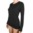 thumbnail image 2 of AherBiu T-Shirts à Manches Longues pour Femmes Col Ras du Cou Amples Basiques 2024 Automne Confortables Chandails Unis, 2 of 3