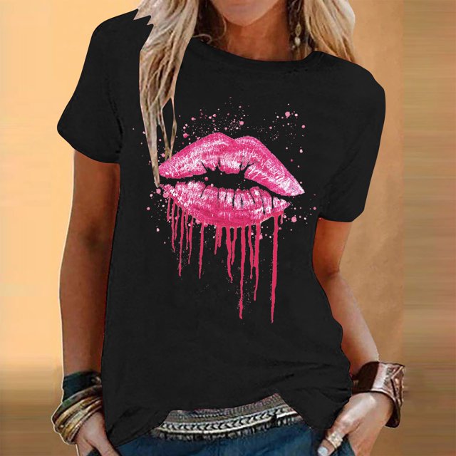 Birdeem Womens Fashion Printed Round Neck Short Sleeve T-Shirt Blouse Loose Tops