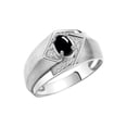 thumbnail image 3 of RYLOS Mens Rings Sterling Silver Ring 6X4MM Oval Shape Gemstone & Diamond Ring Cabochon Onyx October Birthstone Rings For Man Silver Rings, Size 11, 3 of 7