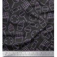 thumbnail image 1 of Soimoi Gray Rayon Crepe Fabric Cookies & Cupcake Food Printed Fabric 1 Yard 46 Inch Wide, 1 of 1