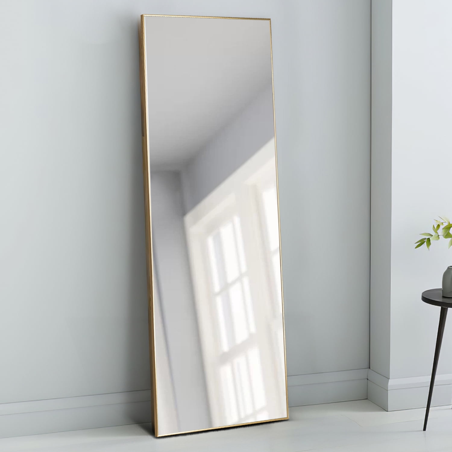 NeuType Gold Floor Mirror with Stand Large Full Length Mirror Modern Wall Mounted Mirror 59"x16"