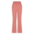 thumbnail image 4 of Watermelon Red Womens Ruched Flare Bell Bottom Elastic Waist Basic Long Boot Cut Leg Trousers Pants for Ladies Track Athletic Casual Running Fall Summer Trousers Pants 2025 L, 4 of 5