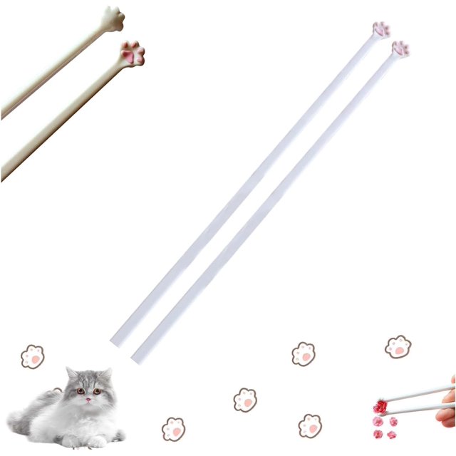 Baguettes Patte de Chat, Baguettes Roses Mignonnes, Empreintes de Pattes Roses Uniques Réutilisables Antidérapantes, Design Patte de Chat Durable, Idée Amusante Cadeaux pour Petites Amies et Amoureux des Chats (1 Paire)