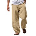 thumbnail image 2 of RKSTN Men Cotton Pants Men's Fall Cuffed Pants Multi Pocket Tether Solid Trousers Relaxation Length Pants Full Length Pants, 2 of 3