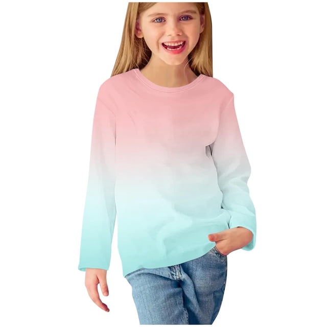 Chandail à Manches Longues pour Enfants - Chandail Ras du Cou de Base, Haut Doux pour Filles et Garçons, Tenue Décontractée