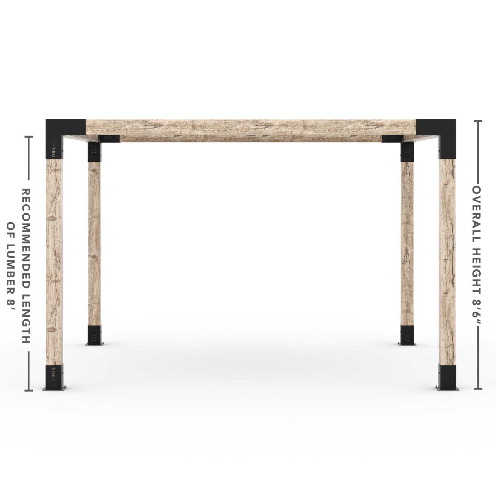 Toja 8' X 12' Pergola Kit With Shade Sail For 6X6 Wood Posts