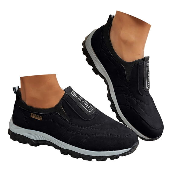 Dakaela Men's Orthopedic Walking Shoes Arch Support Casual Slip on Running Hiking Sneakers Loafers Black