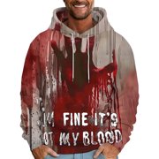 TIMIFIS Men's Halloween Hoodies Fashion Winter Casual Red Printed Sweatshirt Fleece Long Sleeve Pullover Hoodie Sweaters