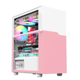 thumbnail image 1 of Étui pour PC de Jeu Tour ATX en Verre Trempé Rose et Blanc, 1 of 5