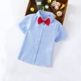 thumbnail image 2 of MeetoTime Baby Short Sleeve Blouse Solid Color Gentleman's School Uniform Button-down Shirt for Boys Baby Clothes 2-14Years, 2 of 5