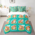 thumbnail image 2 of YST Capybara Bedding Set Queen 7 Piece,Floral Capybara Comforter Set With Sheet Set For Kids Boys Girls Cute Cartoon Animal Bed In A Bag With Throw Pillow Cover,Reversible, 2 of 5