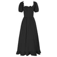 thumbnail image 3 of Pisexur Robe Gothique pour Femme Robe Corset Taille Haute Robe Rétro Renaissance Robe Couleur Unie Manches Courtes Robe Médiévale Mode Fluide Encolure Carrée Robe Maxi à Cordon Tunique à Volants Robe de Cocktail, 3 of 5