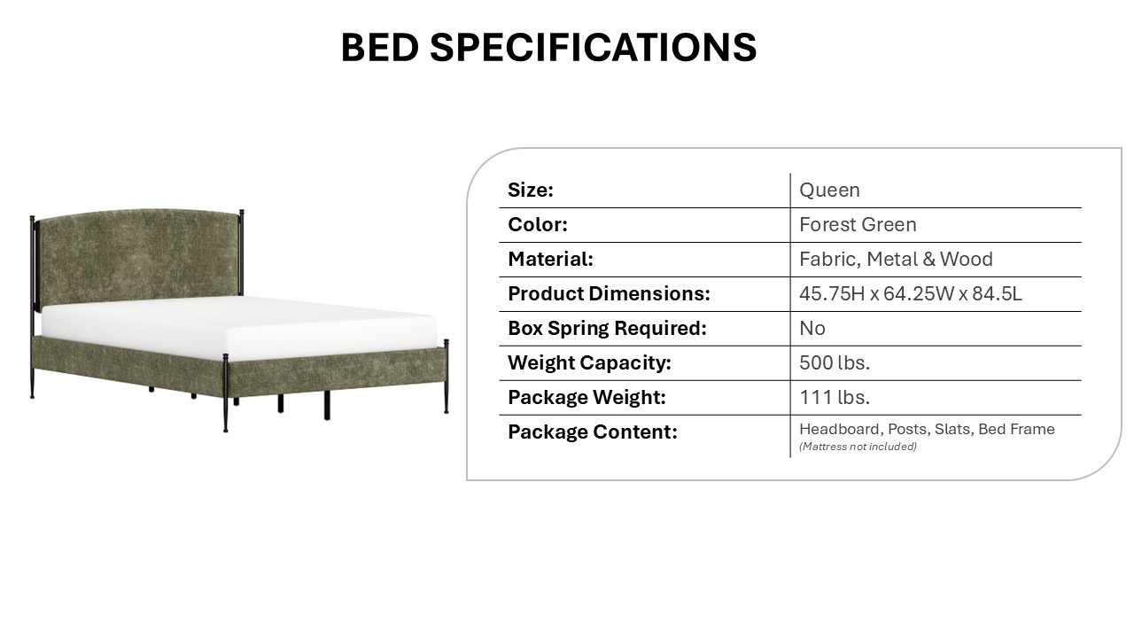 Better Homes & Gardens Ambrose Upholstered King Bed, Forest Velvet and Forged Iron
