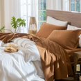 thumbnail image 1 of Ensemble de Draps en Coton Lavé Effet Lin, Respirant, Durable, Doux et Confortable (Orange Foncé Grand Lit), 1 of 6