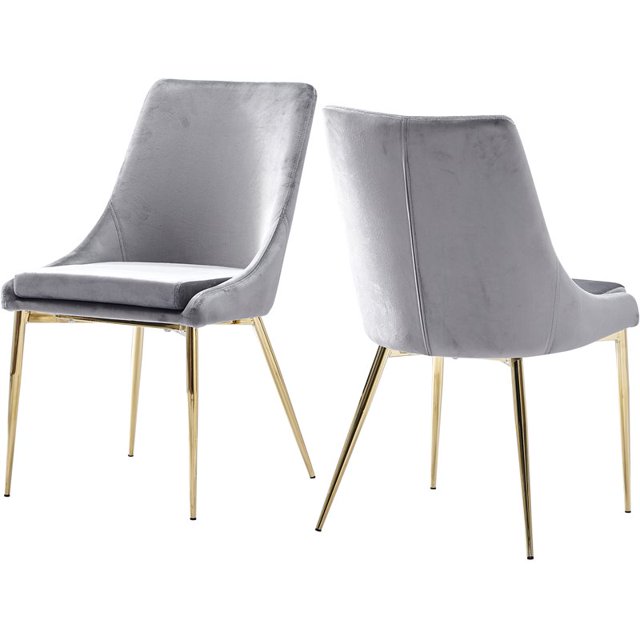 Best Master Furniture Leatrice 19" Chaise Dinatoire en Velours Gris (Lot de 2)