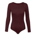 thumbnail image 5 of GPOECD Combinaison Moulante pour Femmes, Décontractée, Couleur Unie, Col Rond, Manches Longues, devant à Boutons, Justaucorps Ajusté, Combinaison pour Femmes, Extensible, Combinaison à Manches Longues pour Femmes 02_Wine,S, 5 of 5