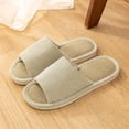 thumbnail image 3 of Xfvqtps Men House Slippers Linen Flax Insole Memory Foam Soft Sole Non Slip Slide Bedroom Indoor Slippers Beige, 3 of 5