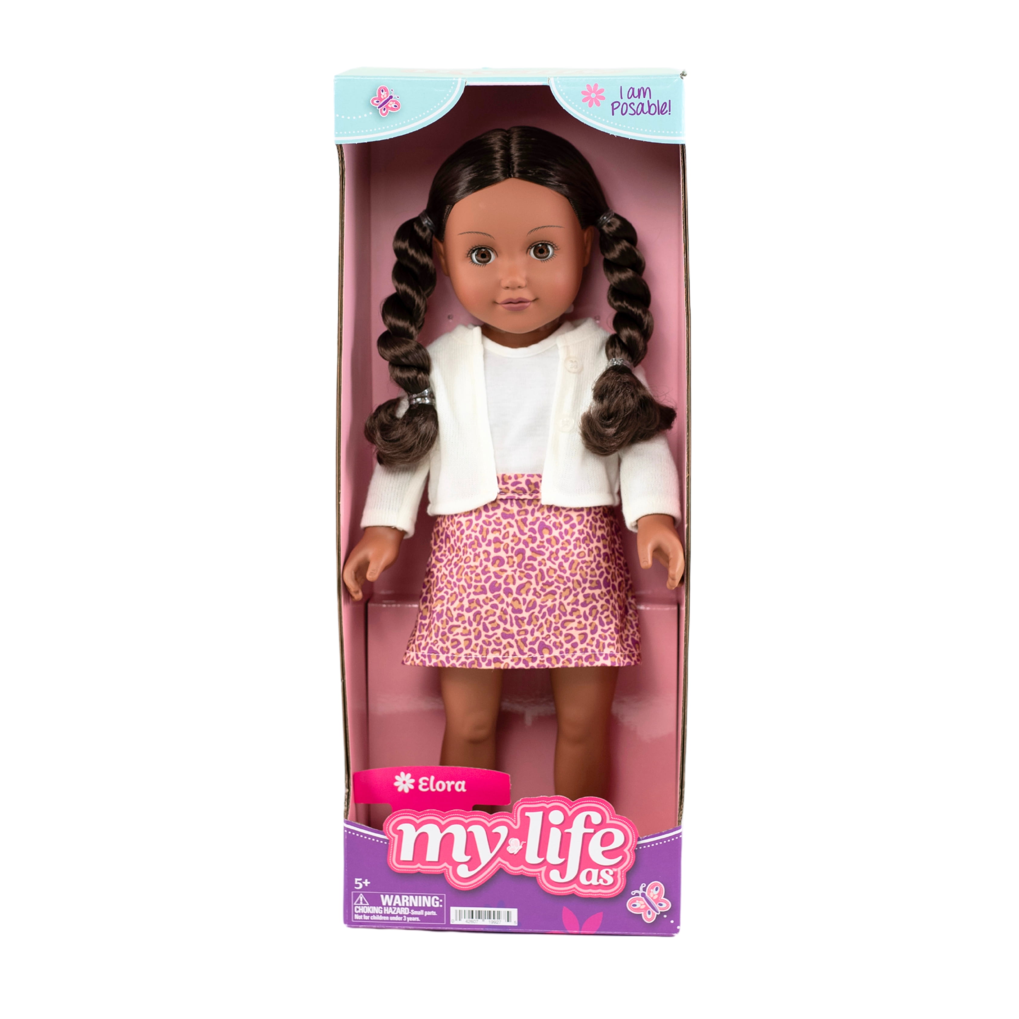 My Life As – Poupée Elora Articulée 18 pouces, Cheveux Brun Foncé, Yeux Marron