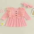 thumbnail image 2 of Robe d'Automne pour Bébé Fille Manches Longues Côtelées Robe Princesse Ligne A avec Bandeau, 2 of 8
