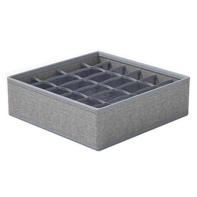 Luzkey Underwear Socks Storage Box Cabinet Closet Organizer Bathroom Washable Dividers Multifunction Storage Bin Container for Socks Light Gray 24 Grid