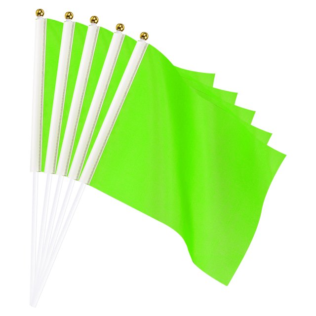 Unique Bargains Green Flag Stick, Hand Held Small Mini DIY Flag 8.2x5.5 Inch Square Pack of 50