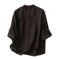 thumbnail image 1 of Cinvoph T-Shirts Décontractés à Manches 3/4 pour Femmes Col Rond Boutons Hauts Décontractés Affaires Travail Basiques Blouses Haut, 1 of 8