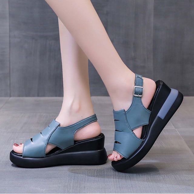 RKSTN Sandals for Women Sandals For Dressy Summer Ladies Open Toe Retro Wedge Platform Shoes Soft Comfortable Sandals