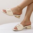thumbnail image 4 of CHGBMOK Womens Sandals Square - Toe Mule Sandals with Decorative Buckle and Textured Upper Sizes 36-42, 4 of 6