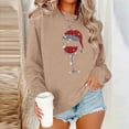 thumbnail image 2 of Amzcrzy Chandail de Noël pour Femmes Mode Manches Longues Col Rond T-Shirt Impression Verre de Vin Rouge Ample Grande Taille Chandail à Enfiler Hauts, 2 of 4