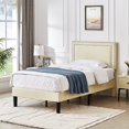 thumbnail image 2 of VECELO Twin/Full/Queen Bed Frame with Adjustable Height Upholstered Headboard, Strong Wood Slat Support, No Box Spring Needed, Beige, 2 of 7