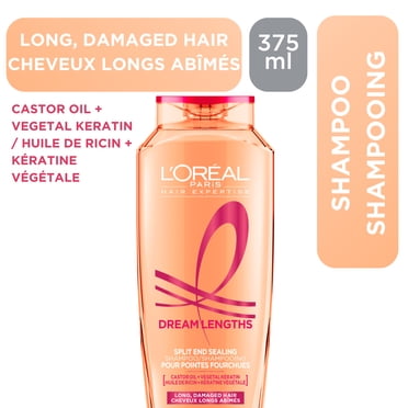 L'Oréal Paris Hair Expertise Dream Lengths Split End Sealing Shampoo, With Castor Oil and Vegetal Keratin for Long, Damaged Hair, 828ml