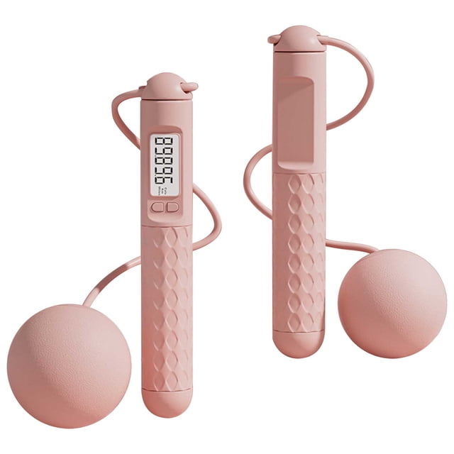 Weighted Jump Rope, Adjustable Length Skipping Rope with Counter and Gravity Ball for Adults Children Indoor Outdoor Exercise ABS Material 19.5cm Handle