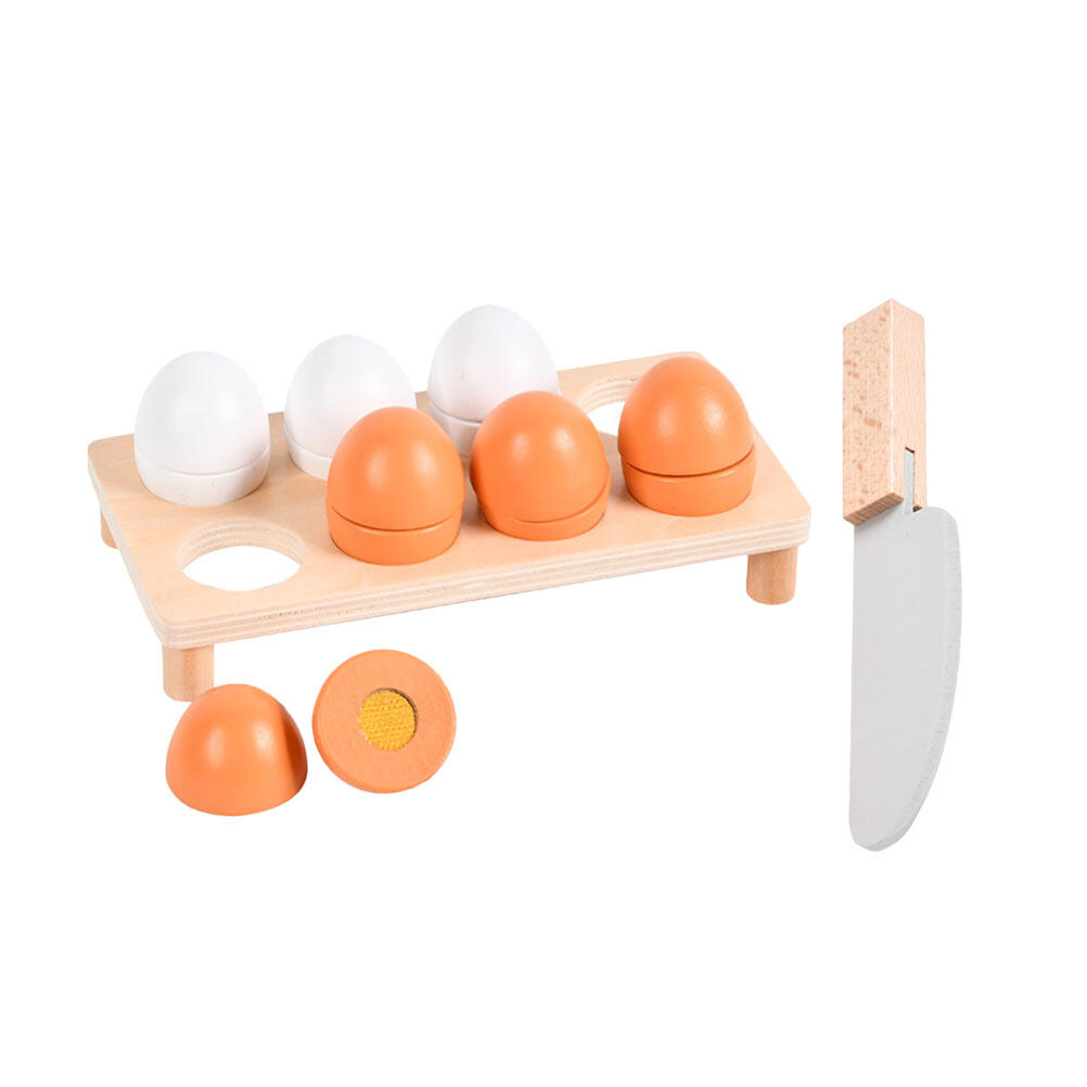 KAKOWELY 10 Pcs Wooden Kids Role Play Kitchen Toys Assorted Color Kitchen Set for Kids