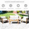 thumbnail image 4 of Costway 8PCS Wooden Patio Furniture Set CUS01hioned Sofa W/Rope Armrest White, 4 of 9