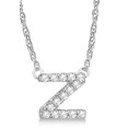 thumbnail image 1 of Petite Pave Diamond Initial Pendant Necklace 14k White Gold, 1 of 1