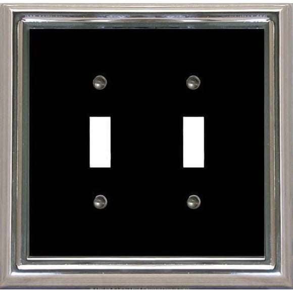 Atron Electro Industries Estate Black on Chrome Double Toggle Wall Plate