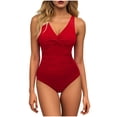 thumbnail image 1 of JMYHOAM One Piece Swimsuit Women Swimwear Women Solid Color Backless Strap Bikini Swimsuit Bikini Color Blocking Off-Shoulder Set, 1 of 8